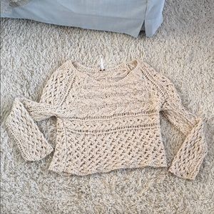 Free People crop Knit long sleeve sweater